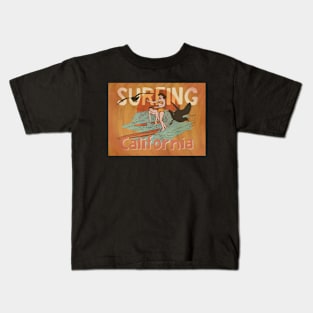 surfing california vintage poster Kids T-Shirt